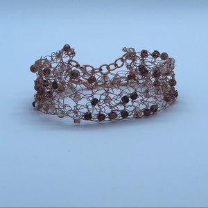 Copper Wire Crochet Cuff Bracelet.